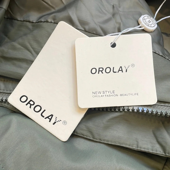 NWT Orolay Long Faux Fur Hooded Down Coat in Armygreen size XS - Picture 2 of 12